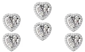 14k White Gold Plated 1Ct Heart White Sapphire Set of Three Halo Stud Earrings