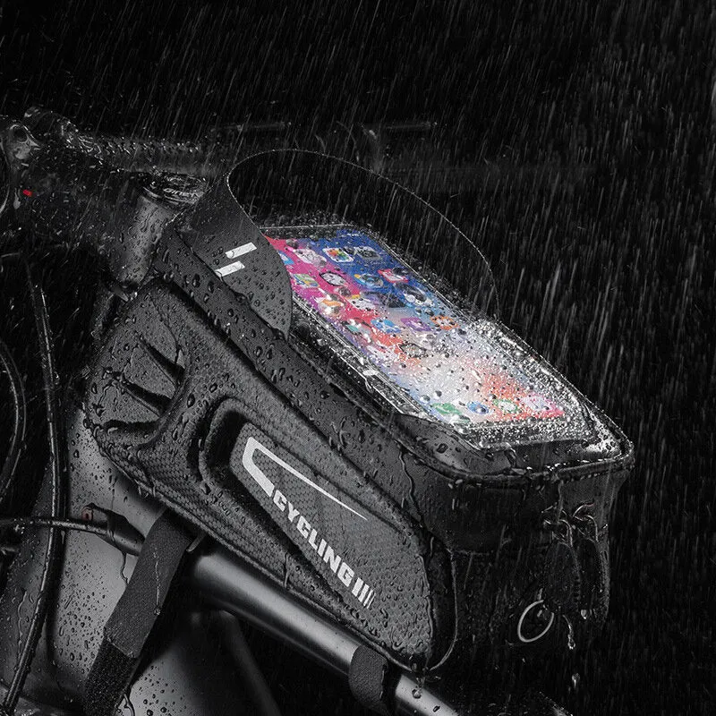 1.7L 6.4inch Bicycle Bag Waterproof Touch Screen  Front Tube Frame MTB Road Bike Bag Outdoor Camping Cycling