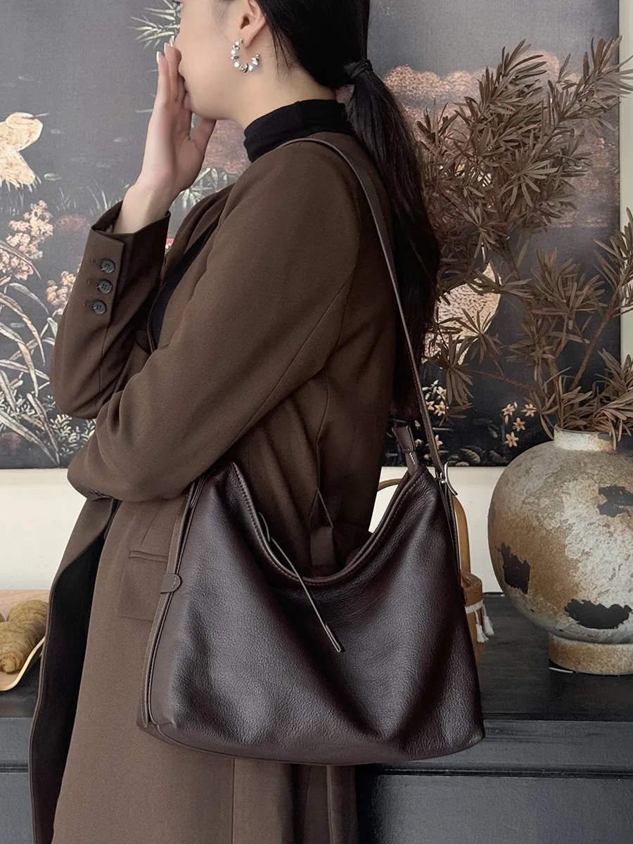 2024 new genuine leather women's armpit crossbody bag 2827 havana