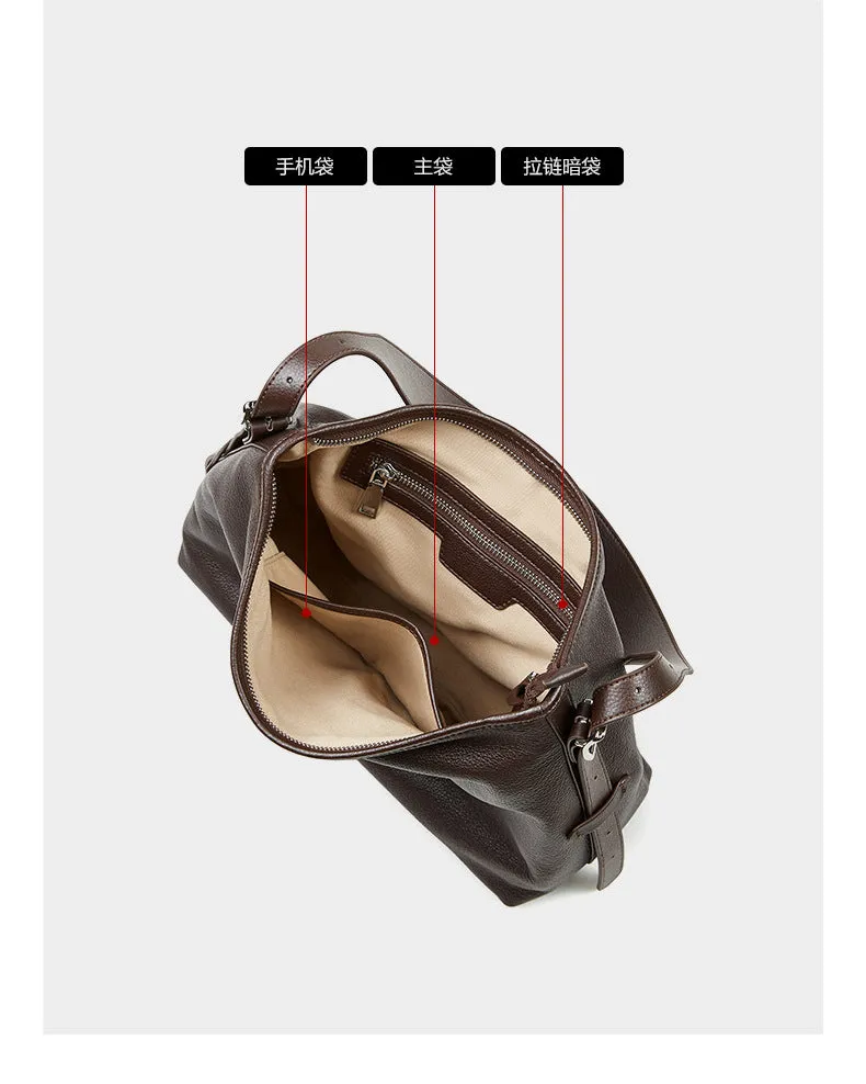 2024 new genuine leather women's armpit crossbody bag 2827 havana
