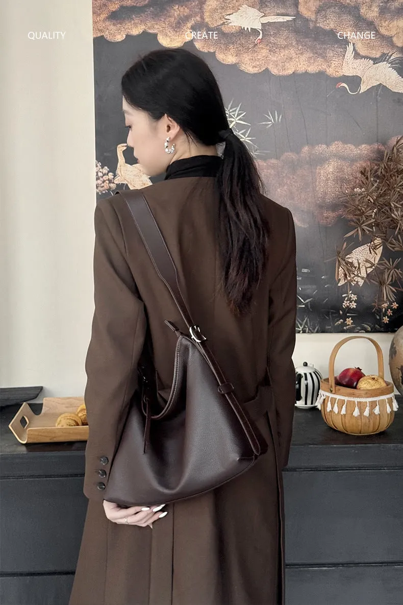 2024 new genuine leather women's armpit crossbody bag 2827 havana