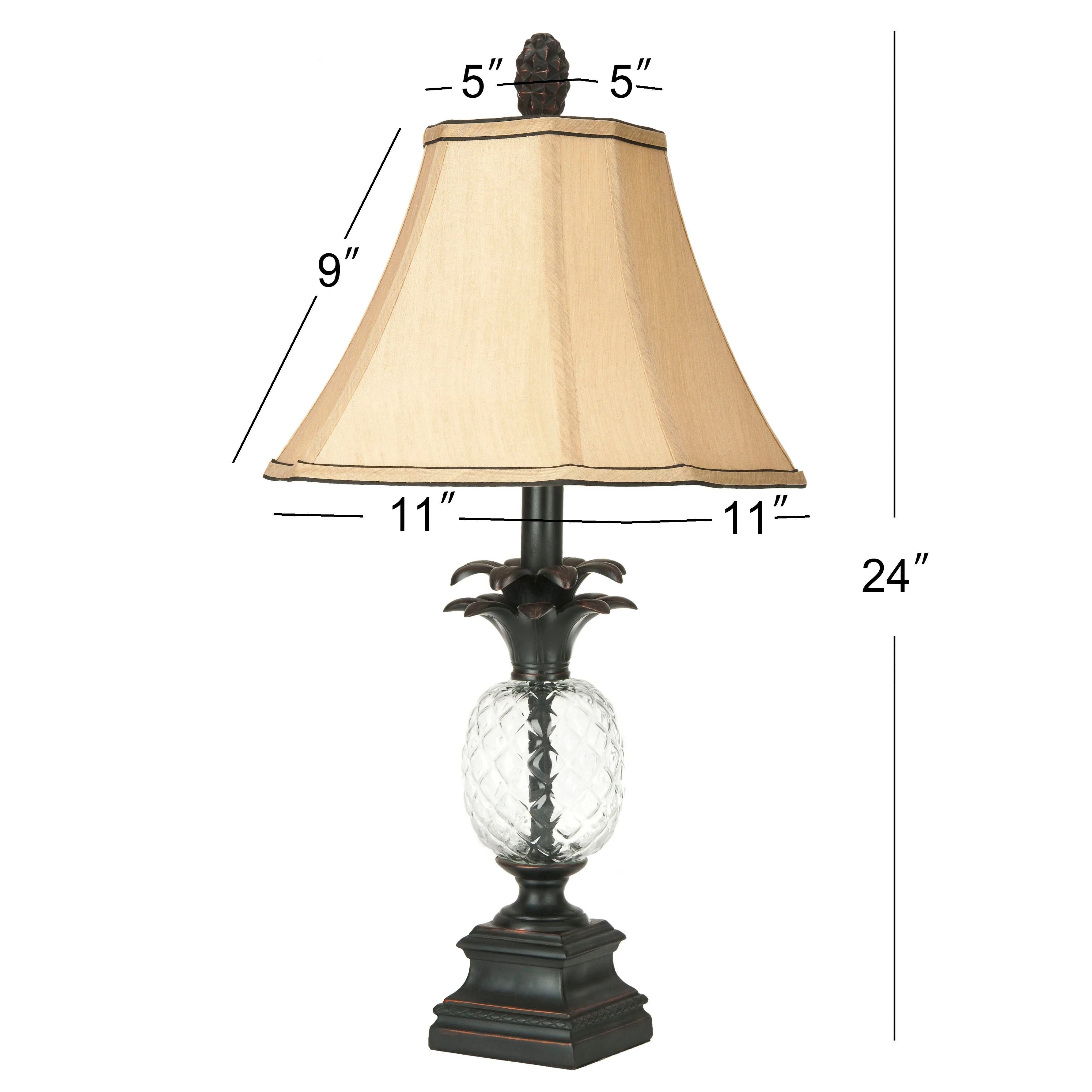 ALANNA 24 INCH H GLASS PINEAPPLE LAMP (SET OF 2)