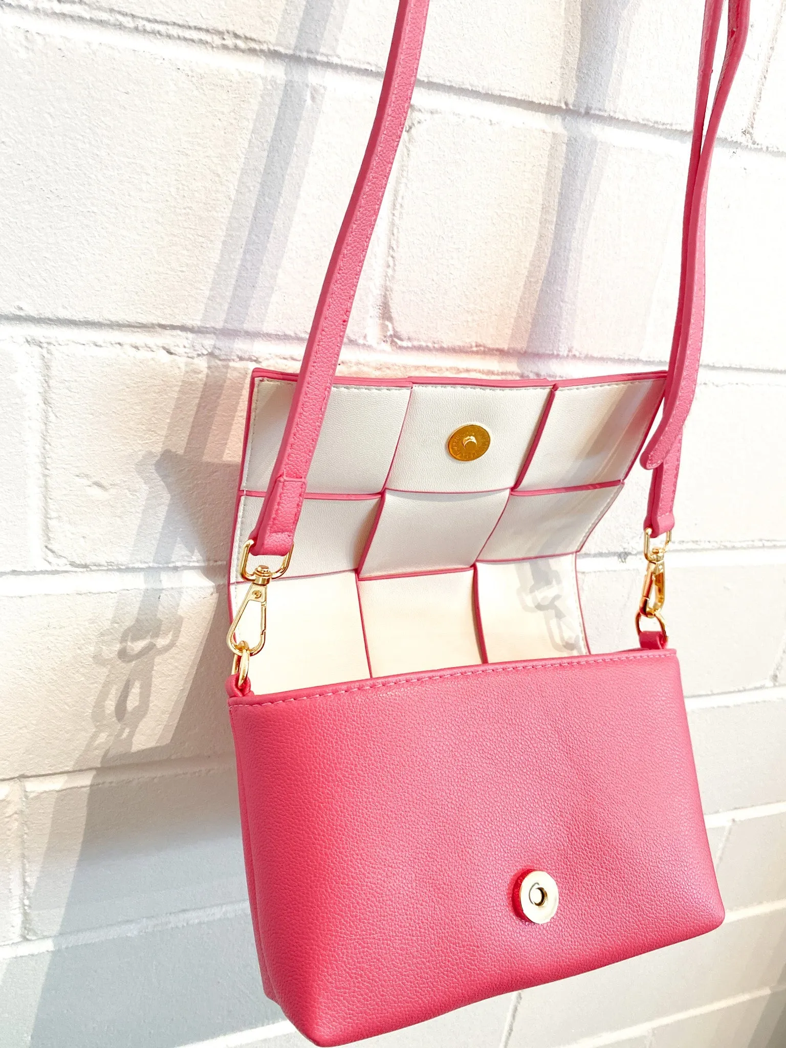 Anika Woven Crossbody Bag - Pink