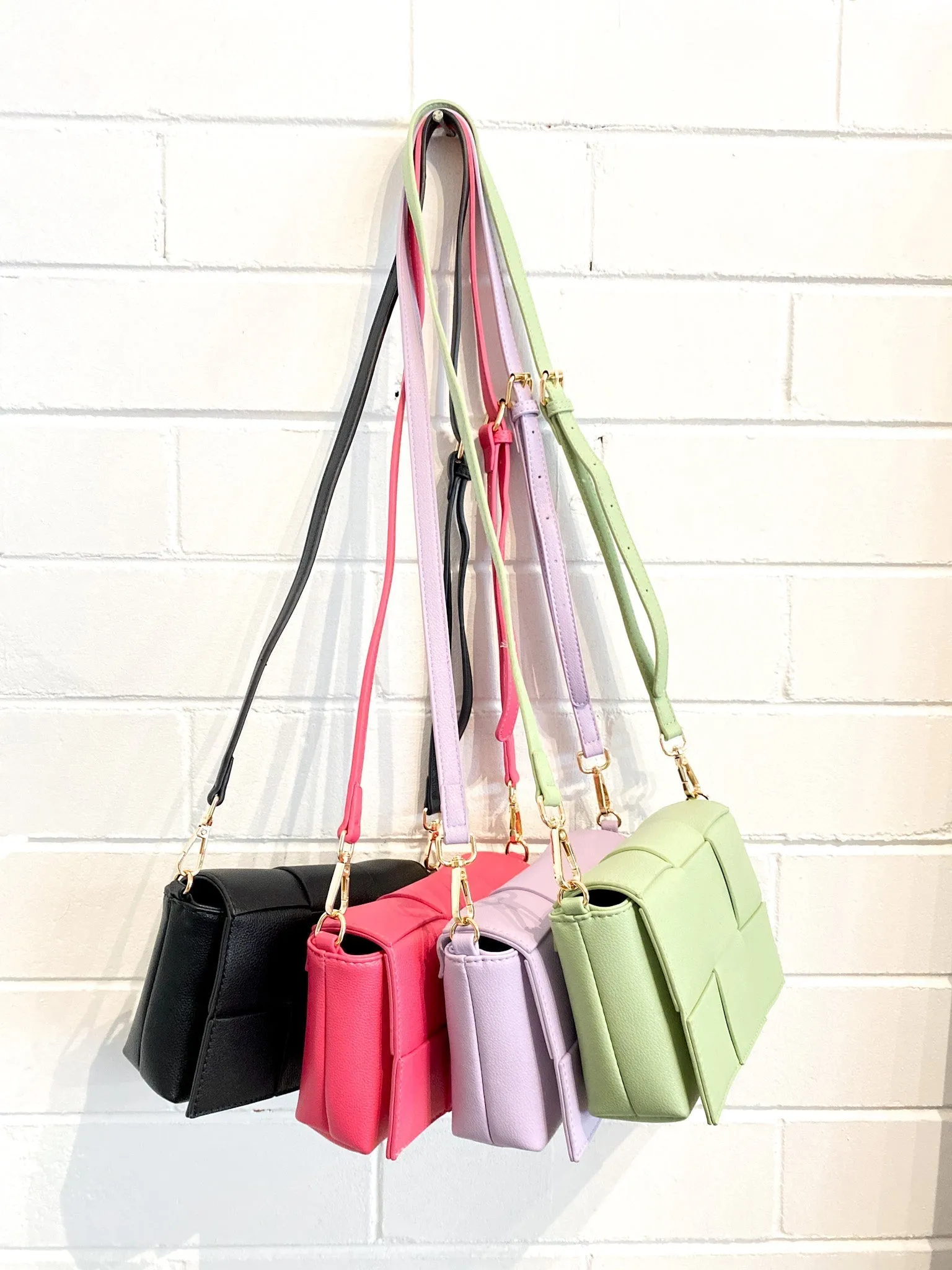 Anika Woven Crossbody Bag - Pink