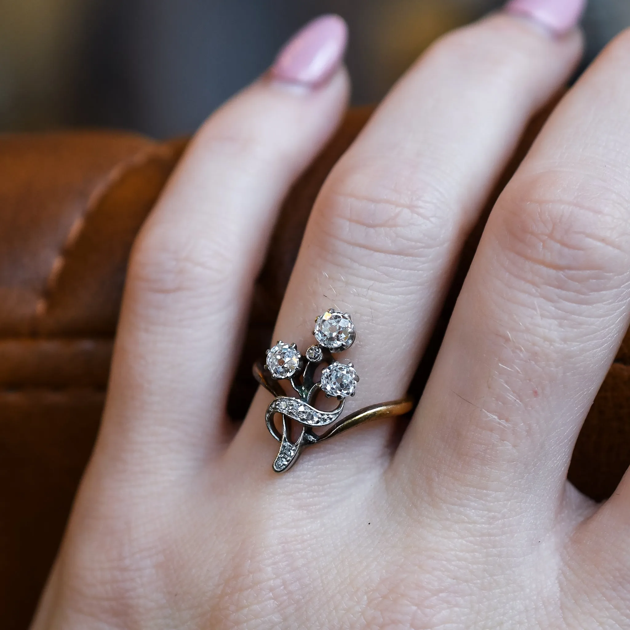 Art Nouveau Diamond Flower Ring