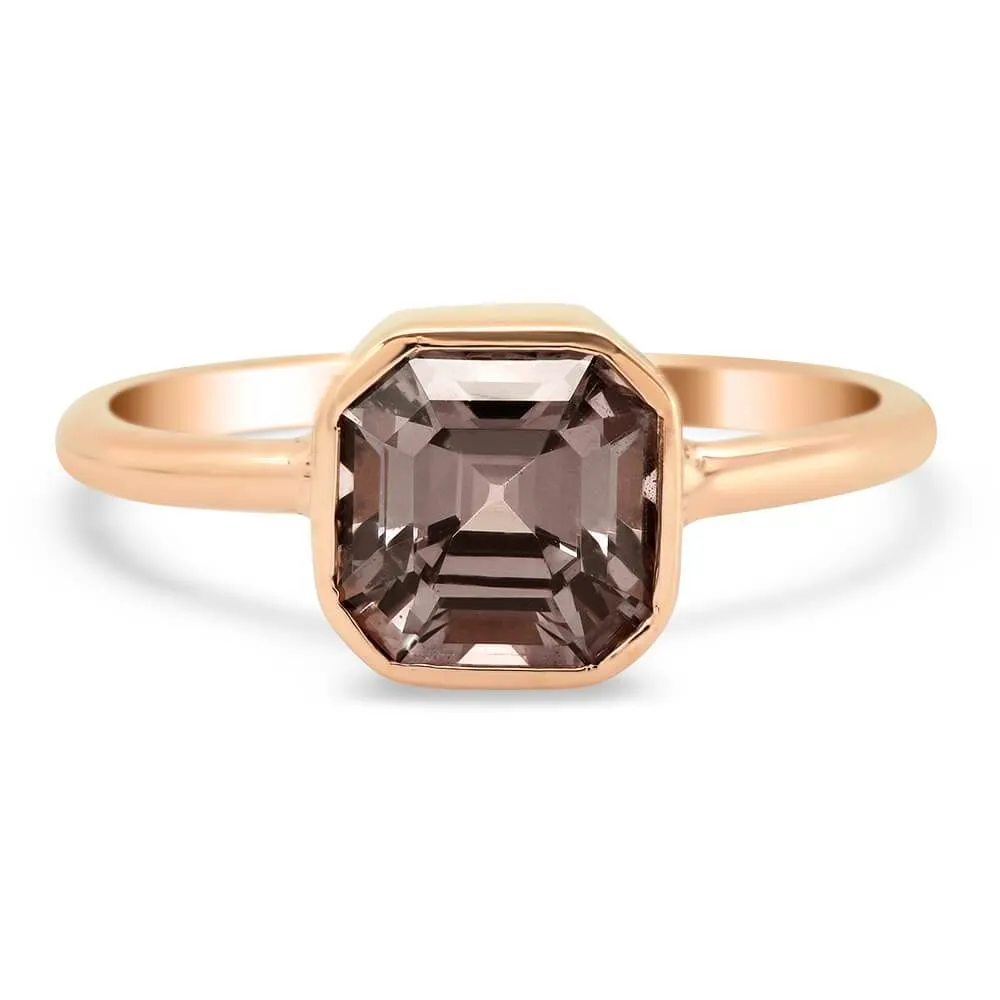 Asscher Grey Spinel & Rose Gold Solitaire Ring