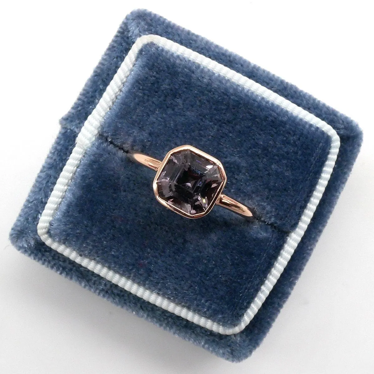 Asscher Grey Spinel & Rose Gold Solitaire Ring
