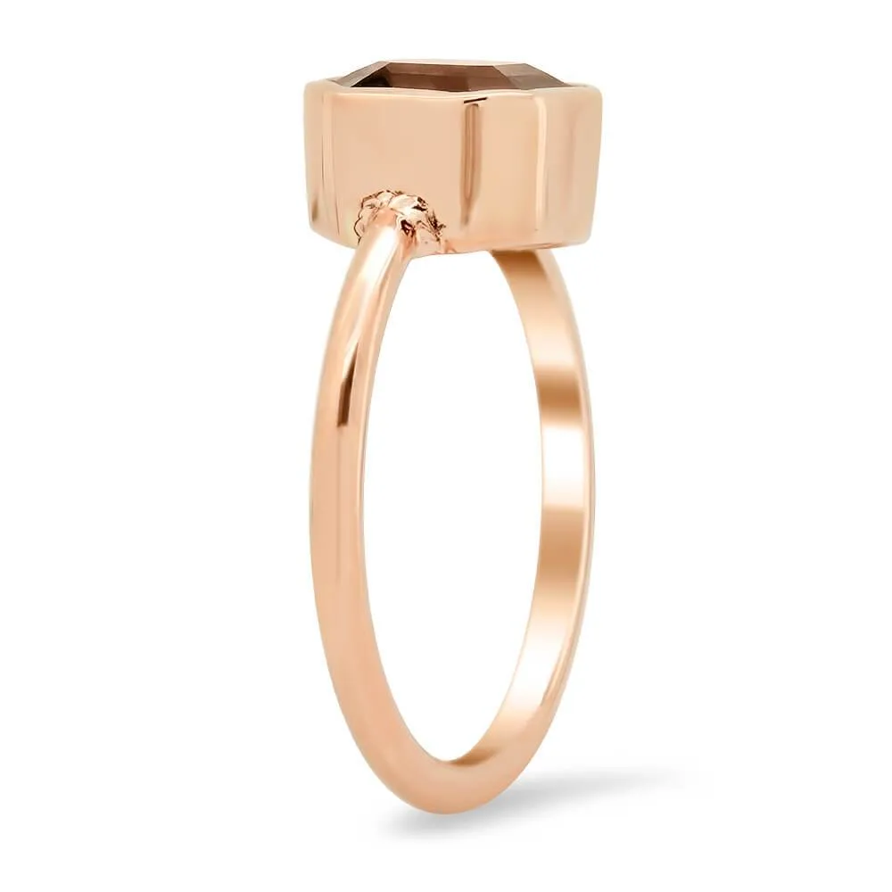 Asscher Grey Spinel & Rose Gold Solitaire Ring