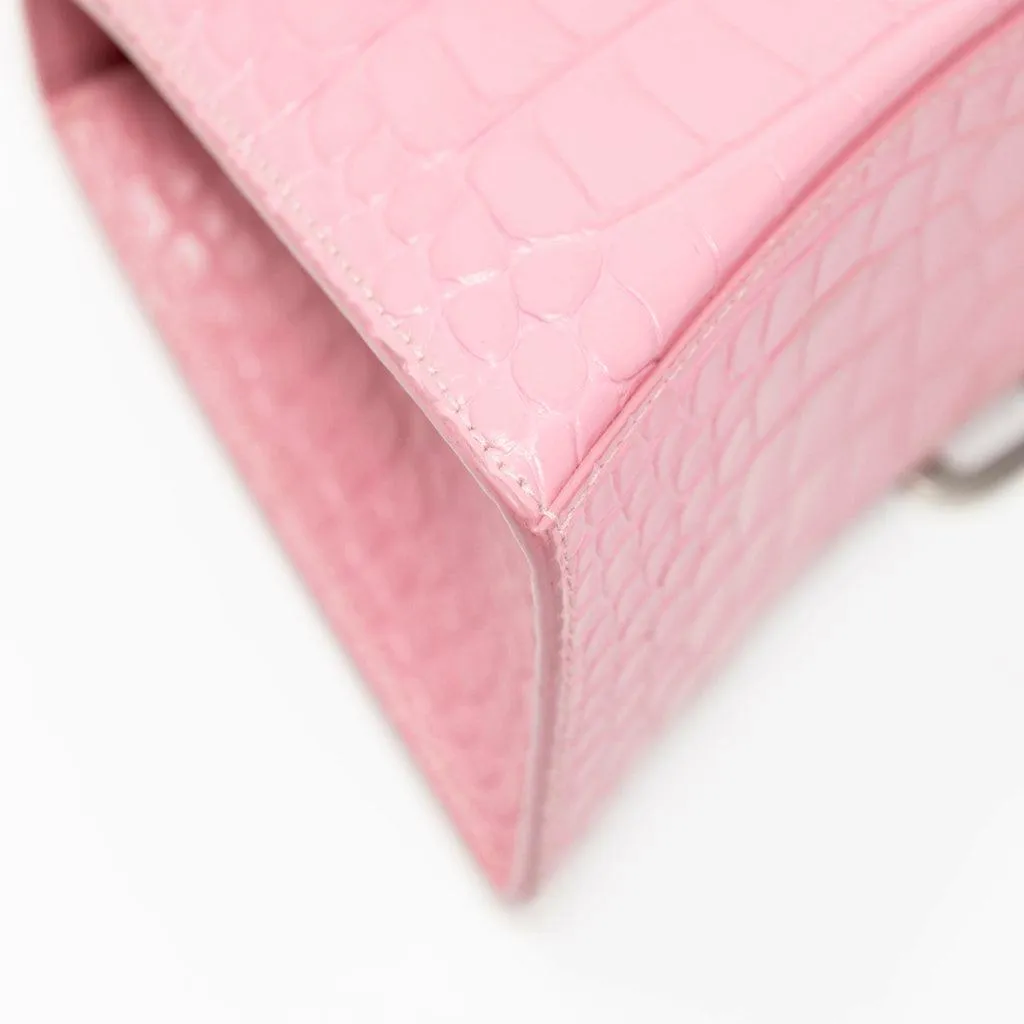 Balenciaga Pink Croc Small Hourglass Bag