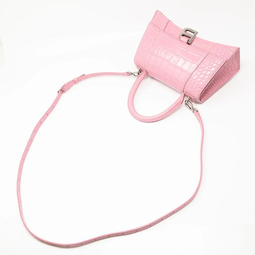 Balenciaga Pink Croc Small Hourglass Bag