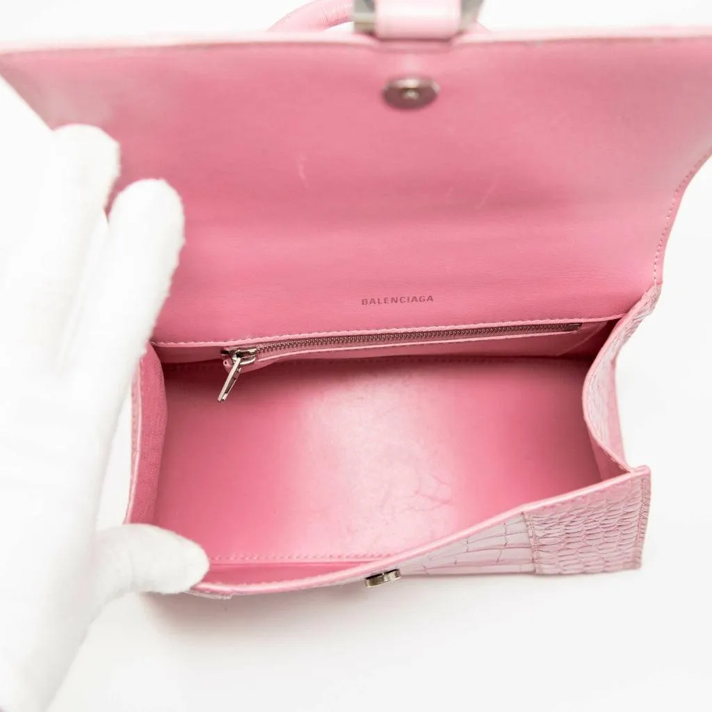 Balenciaga Pink Croc Small Hourglass Bag