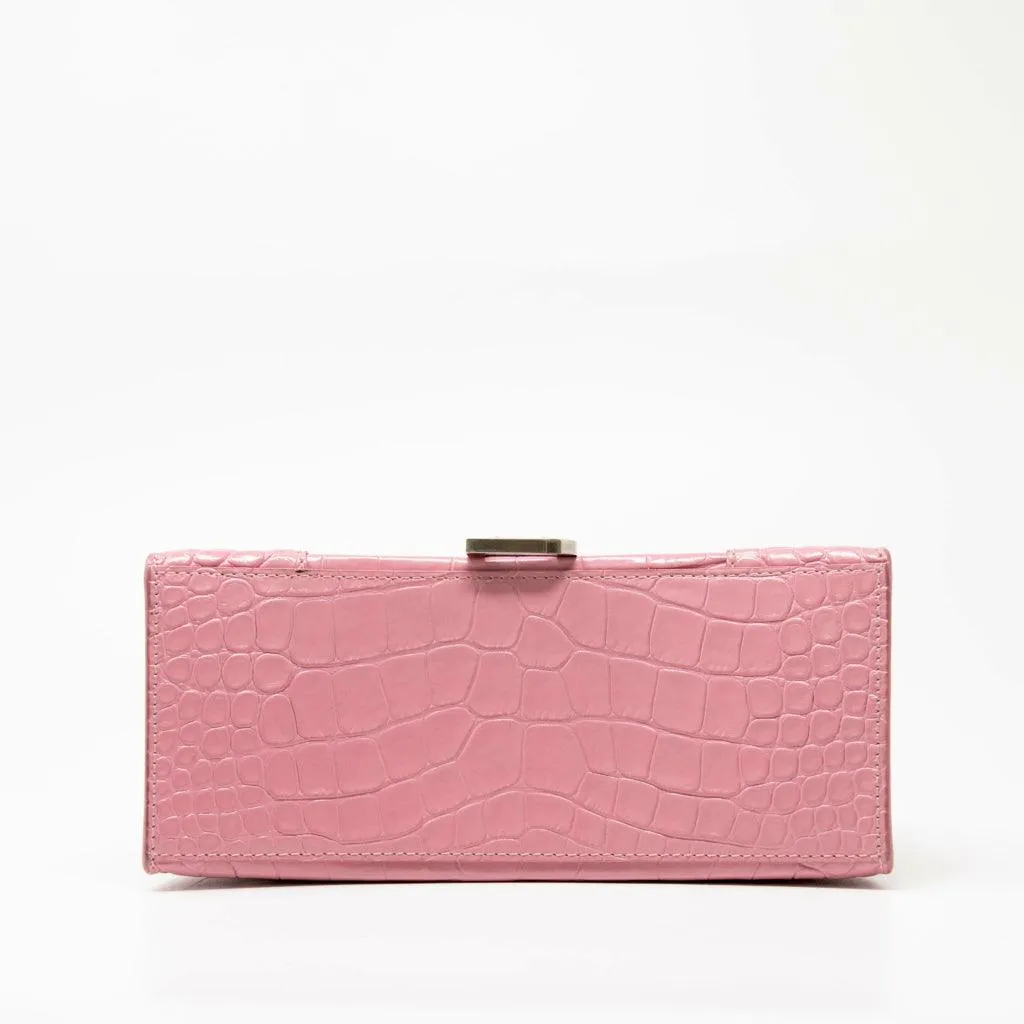 Balenciaga Pink Croc Small Hourglass Bag