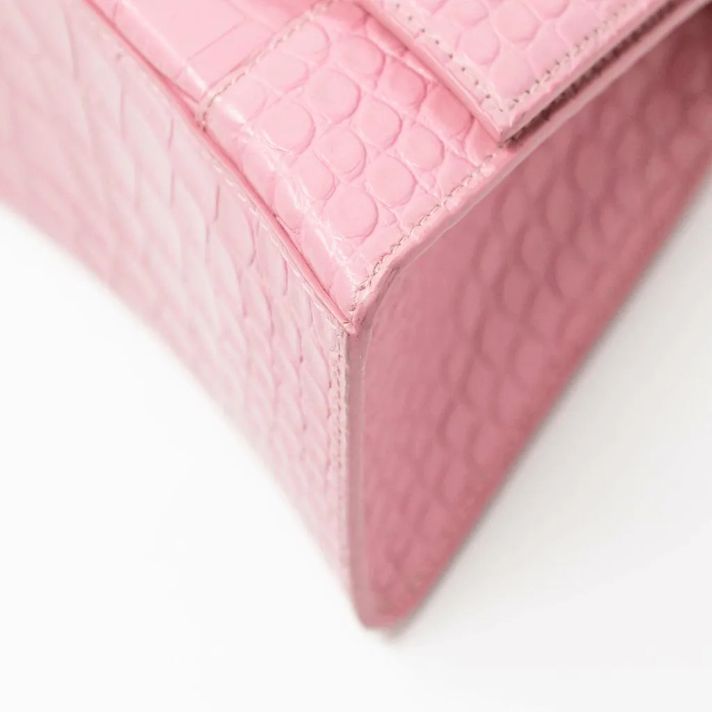 Balenciaga Pink Croc Small Hourglass Bag