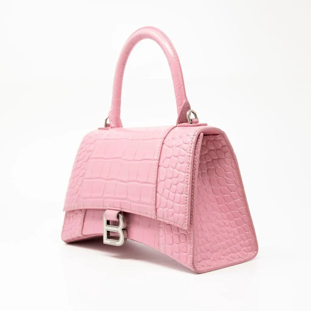 Balenciaga Pink Croc Small Hourglass Bag
