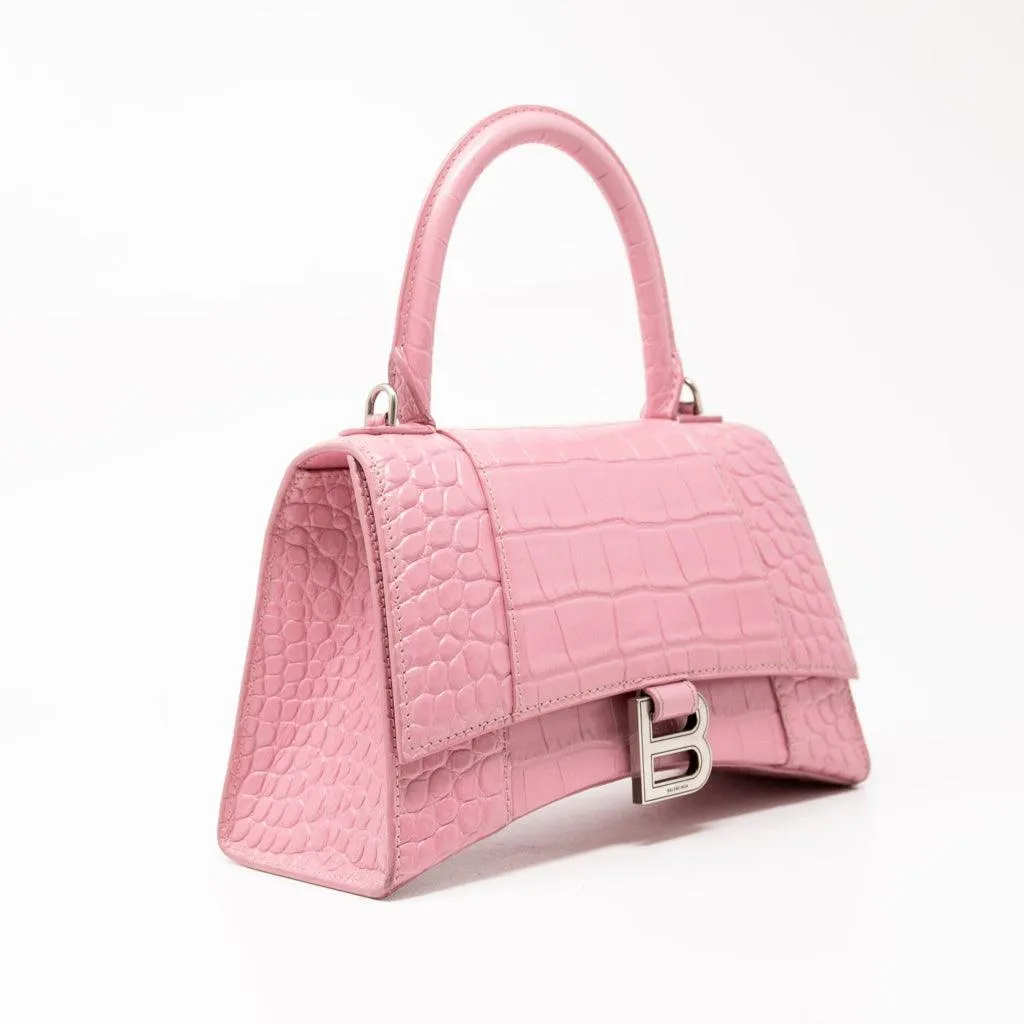 Balenciaga Pink Croc Small Hourglass Bag