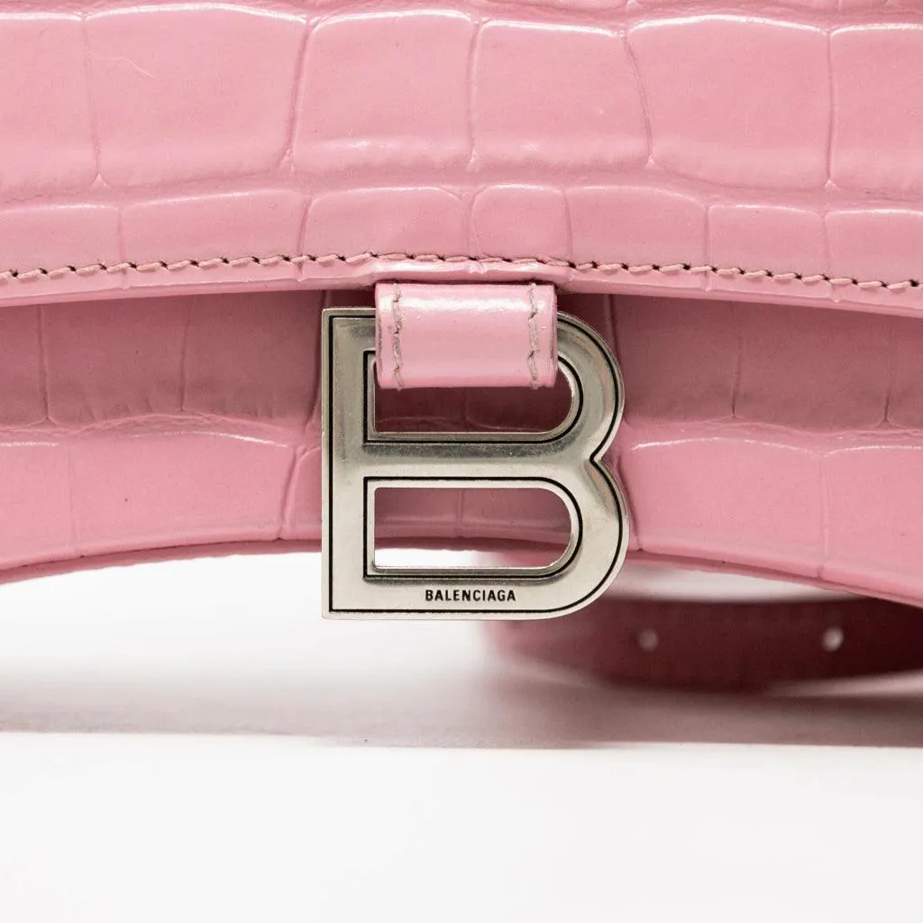 Balenciaga Pink Croc Small Hourglass Bag