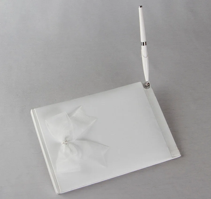 Beaded Organza Guest Book & Pen Set