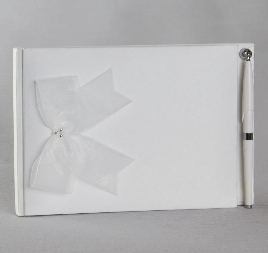 Beaded Organza Guest Book & Pen Set