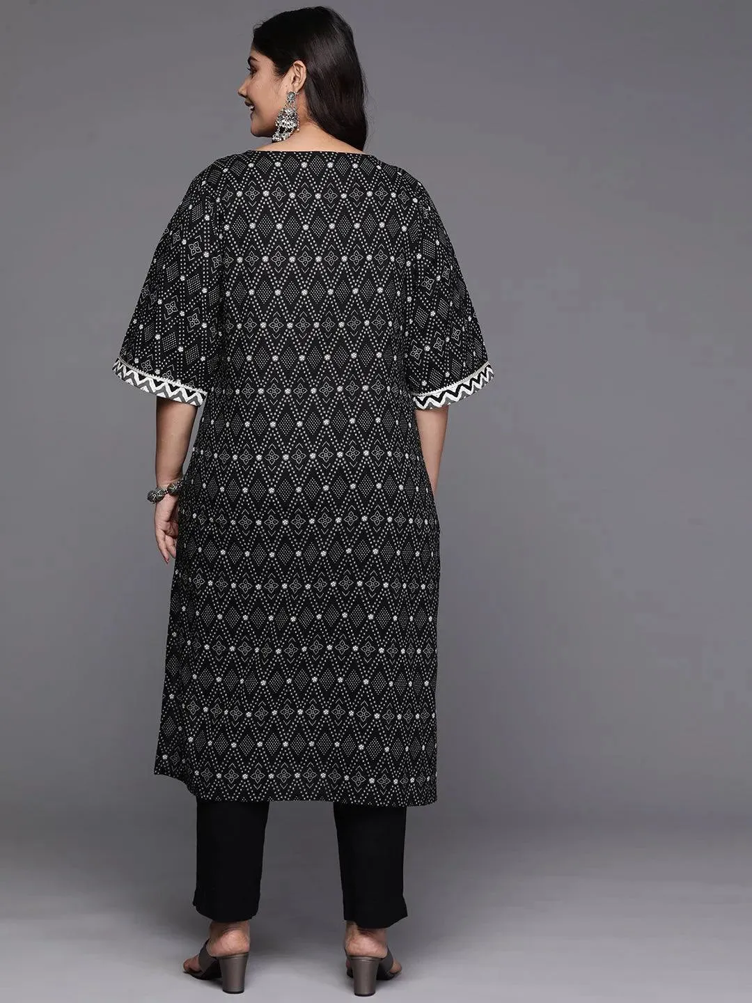 Black Yoke Design Cotton Straight Kurta