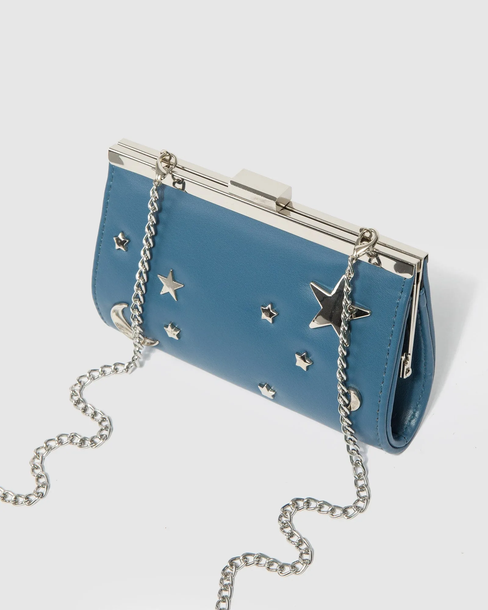 Blue Junior Chain Handle Clutch Bag