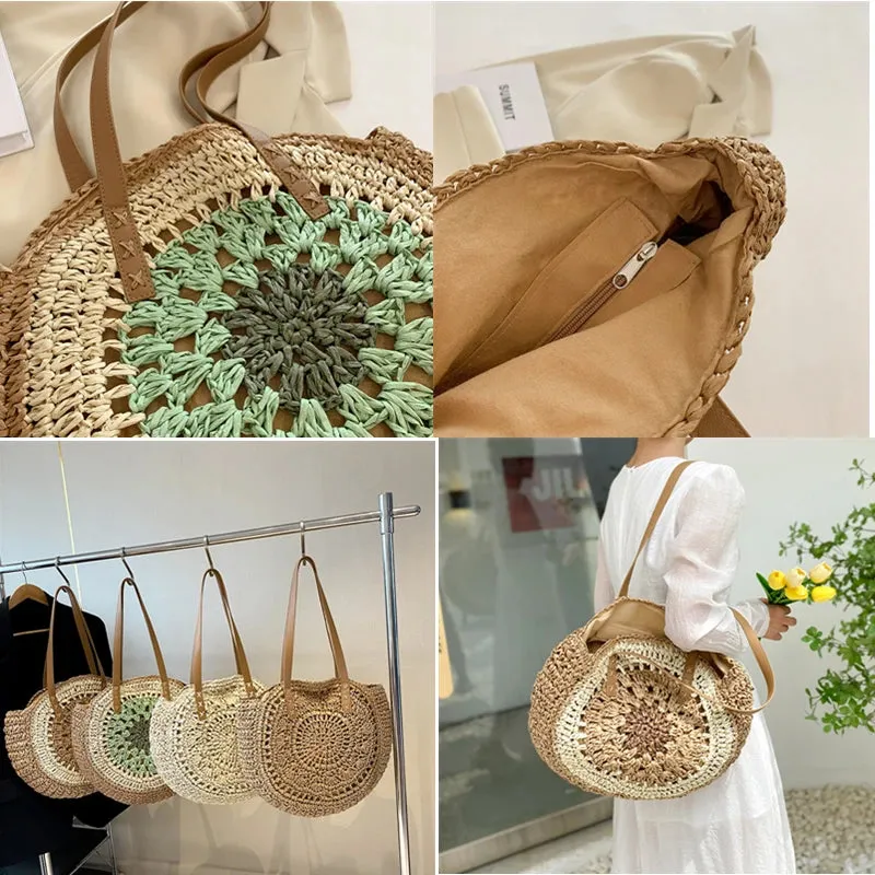 Bohemian Summer Style: Women's Handmade Woven Straw Beach Bag