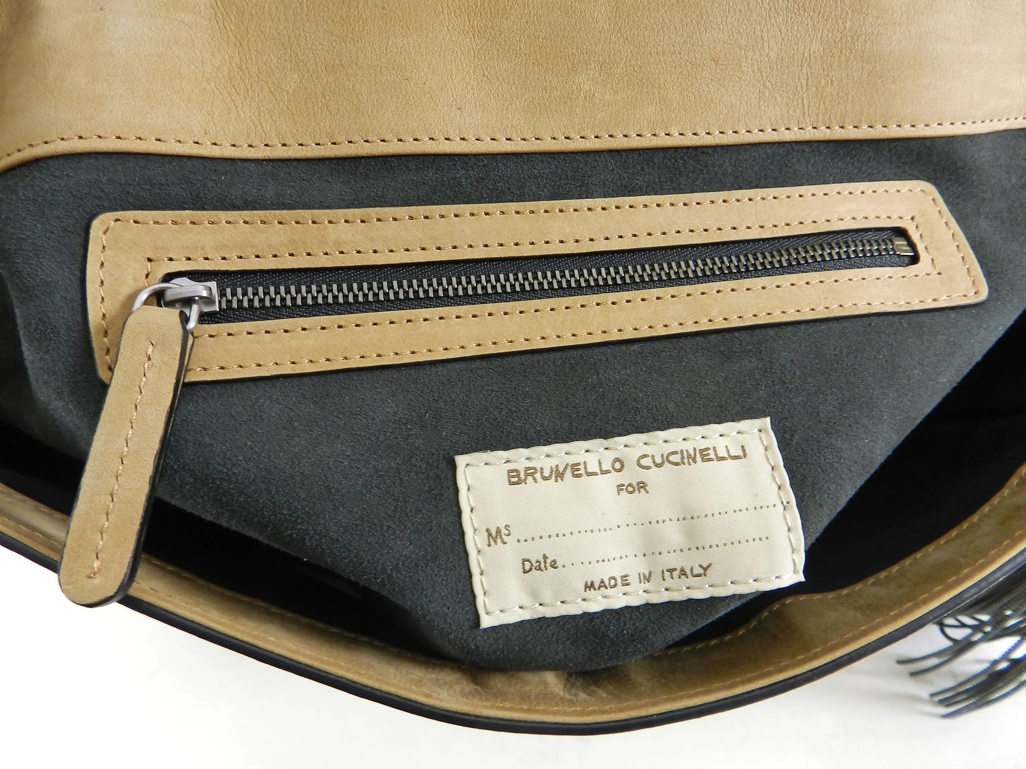 Brunello Cucinelli Light Tan Nubuck Crossbody Bag
