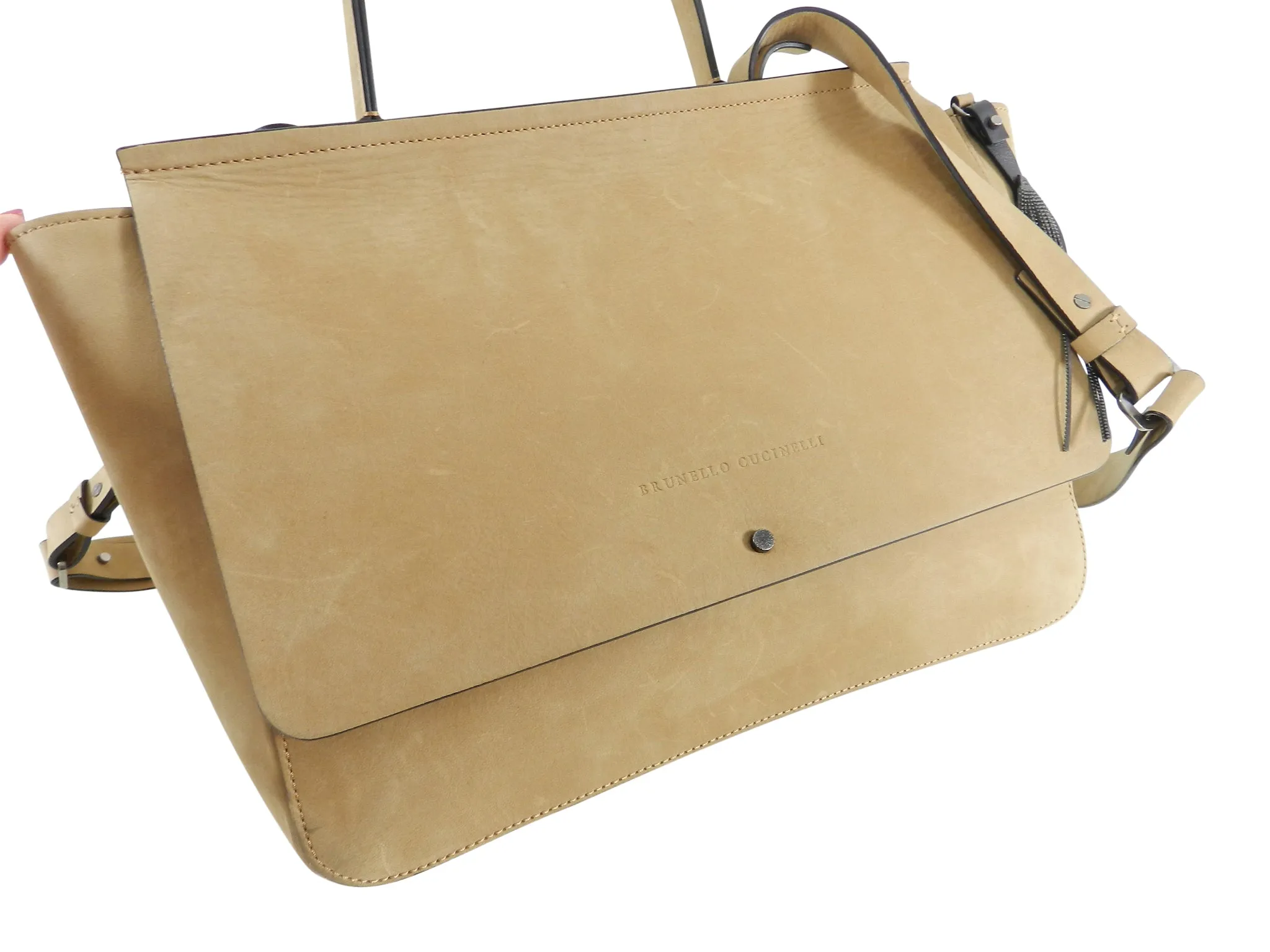 Brunello Cucinelli Light Tan Nubuck Crossbody Bag