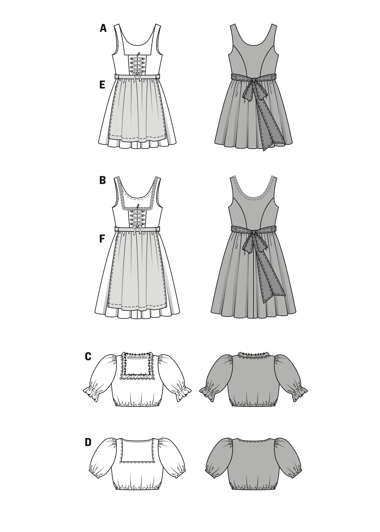 Burda 7057 Dirndl Folklore Dress Pattern