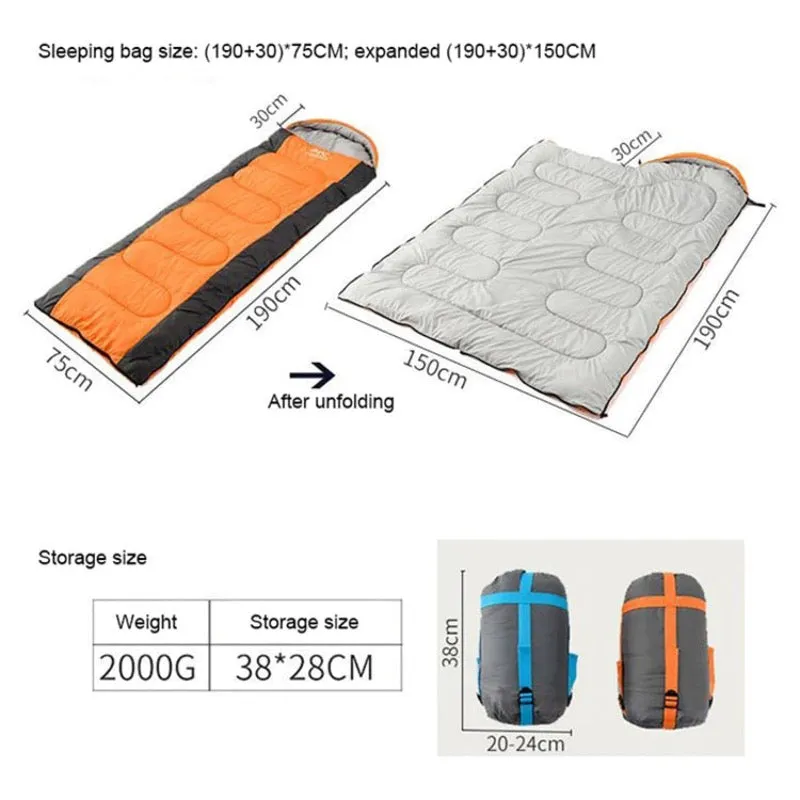 Camping Sleeping Bag | Orange Left Zipper