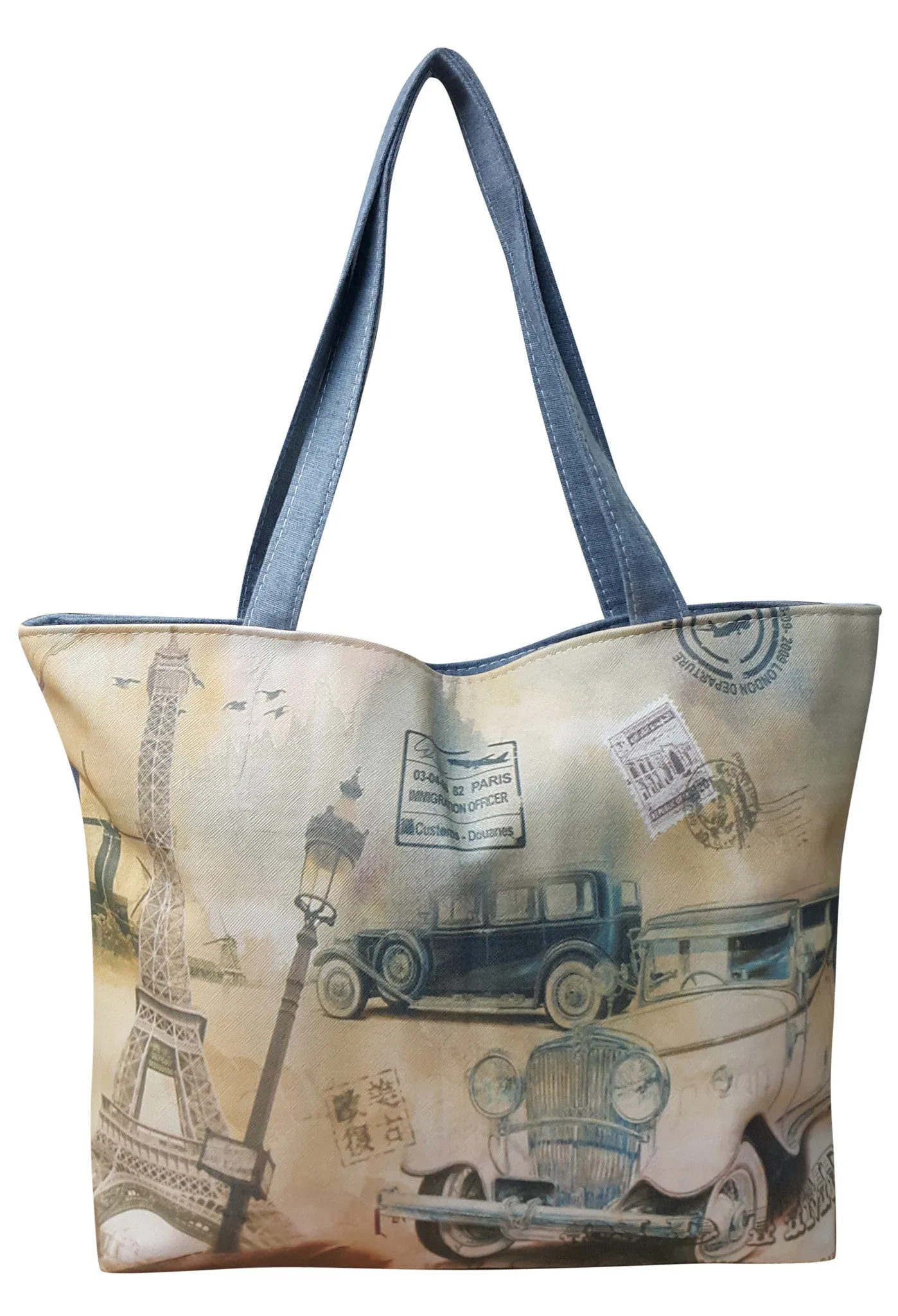 Canvas Designer Print Shoulder Bag