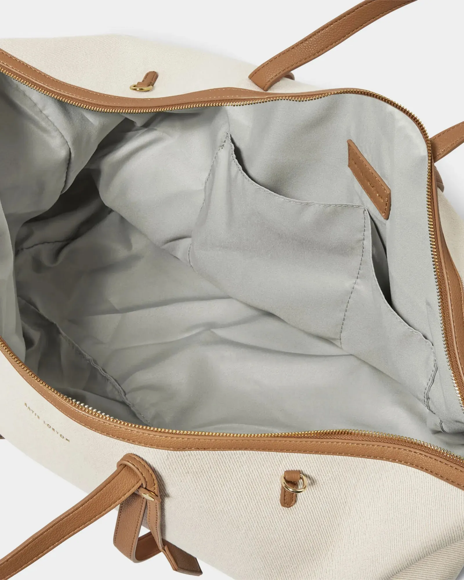 Capri Canvas Weekend Bag - Tan/Off White