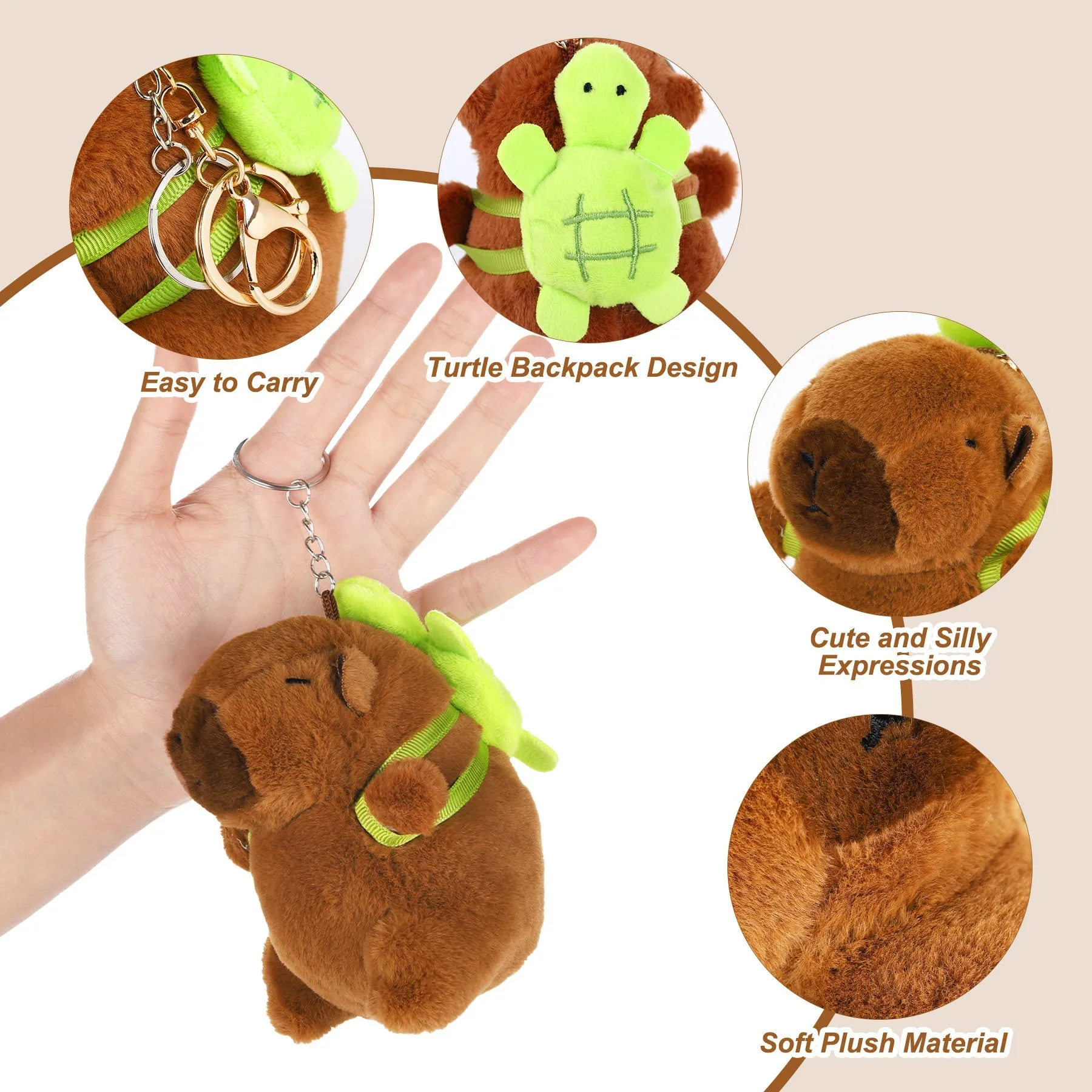 Capybara Plush Keychain (Turtle Backpack)