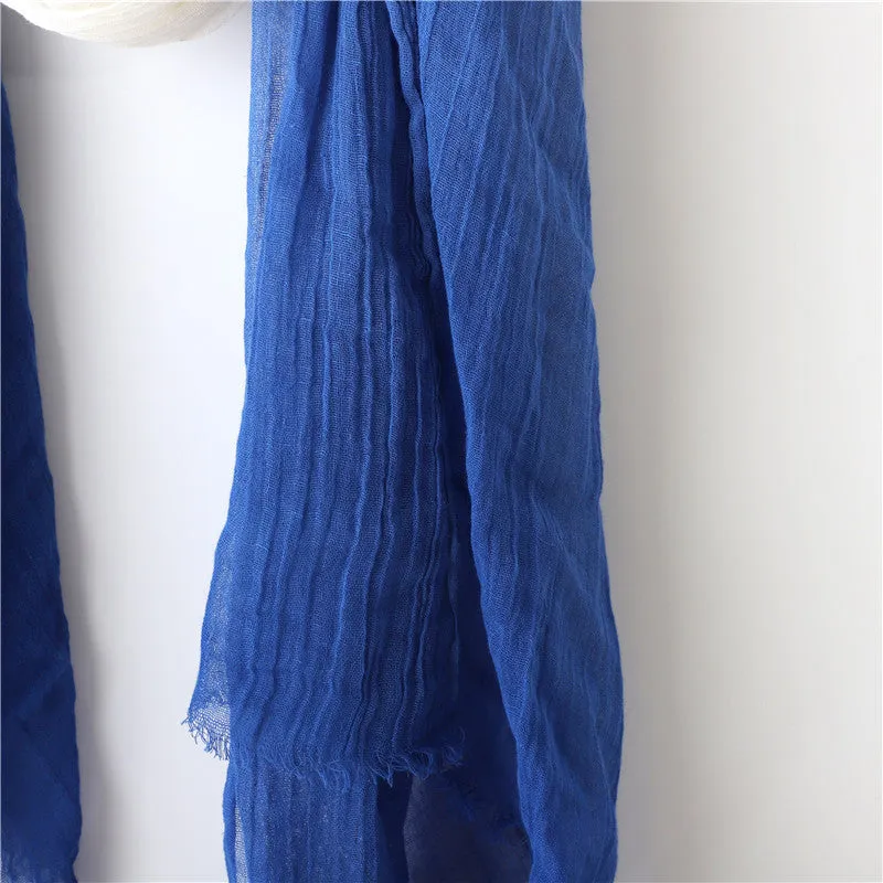 Classic Klein Blue Dip Dyed Linen Tassel Scarf