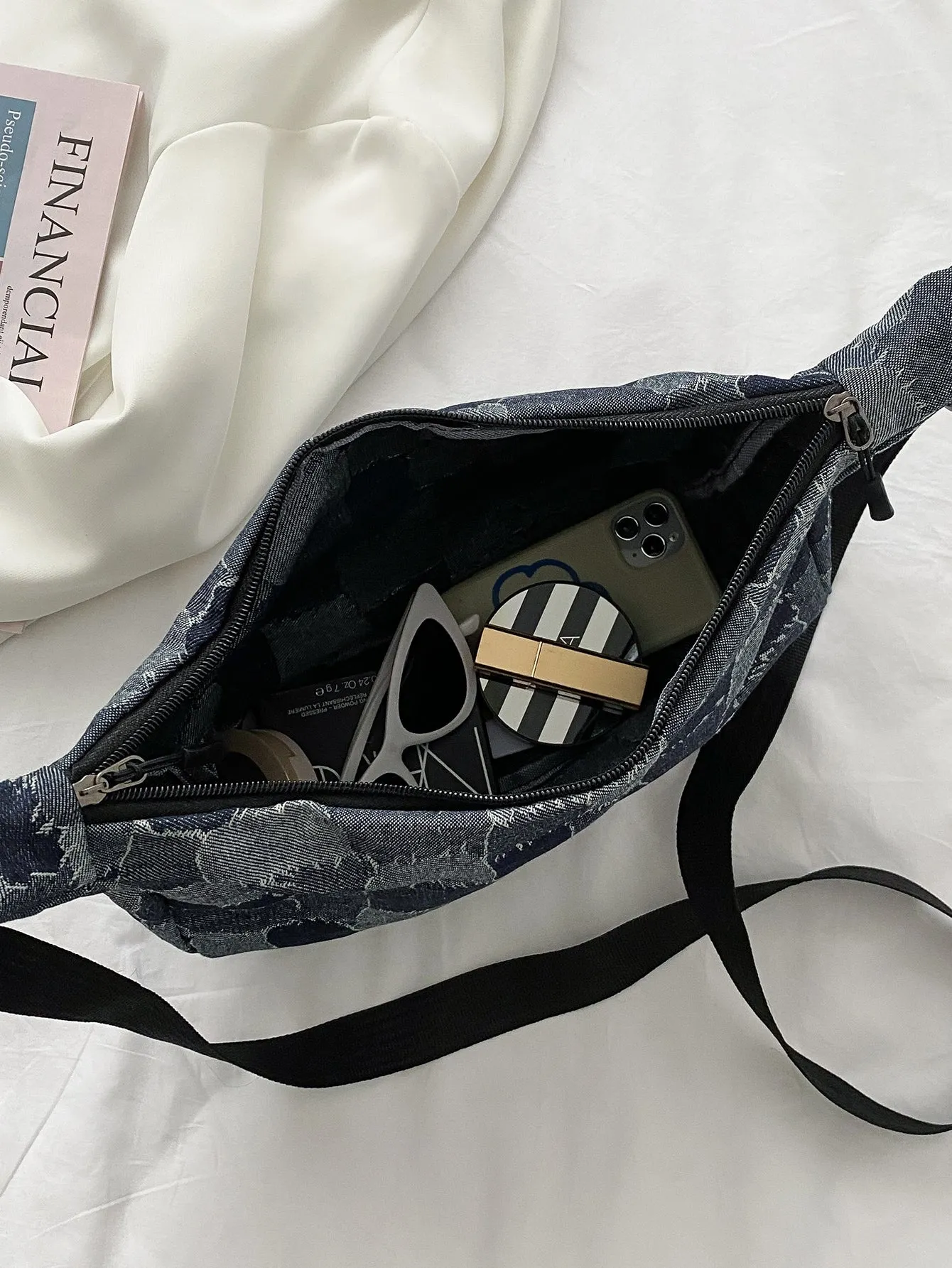 Colorblock Denim Crossbody Bag