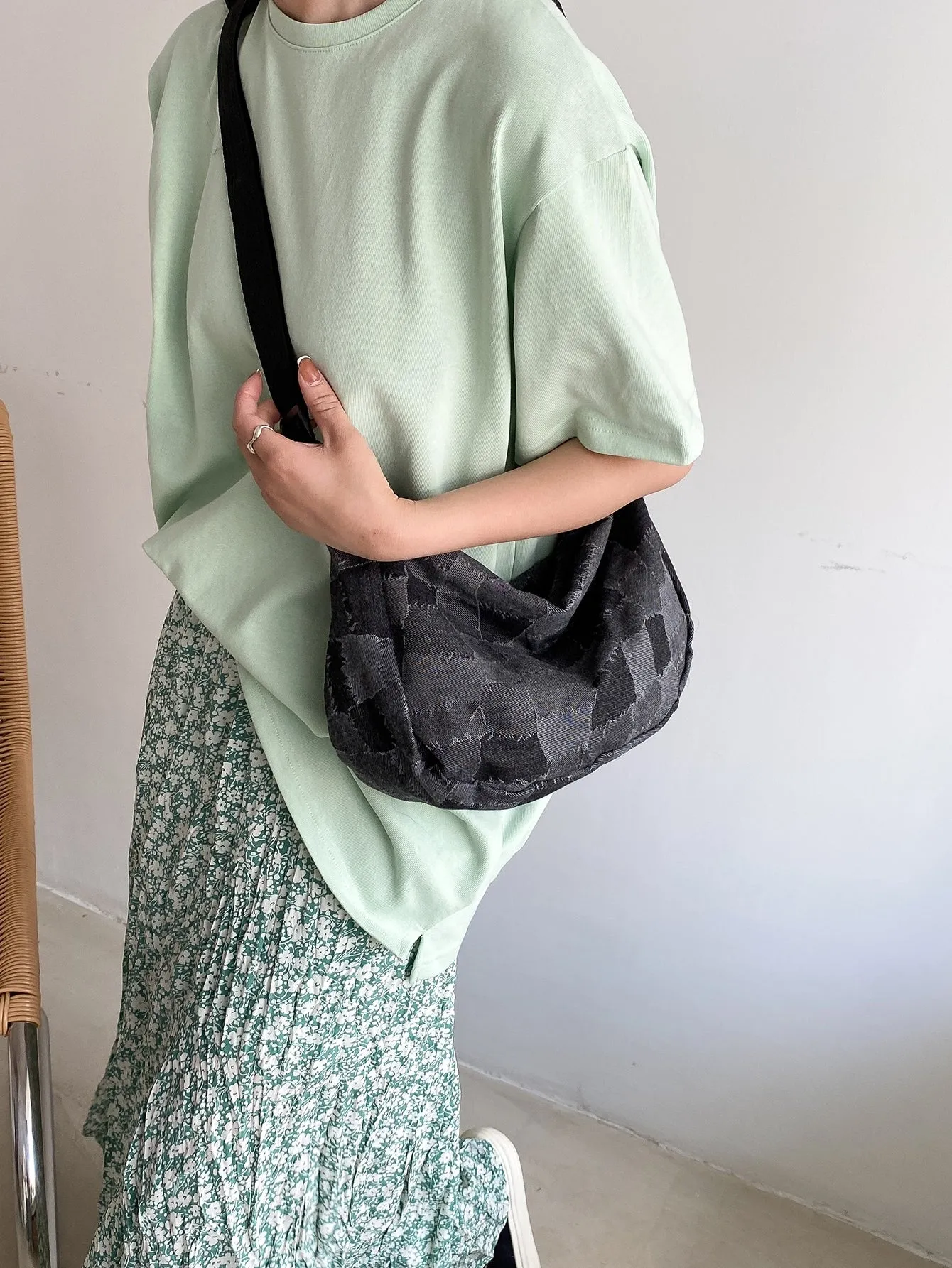 Colorblock Denim Crossbody Bag