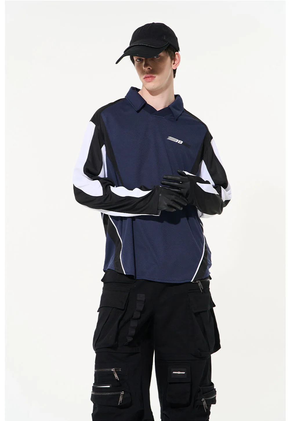 Colorblock functional multi-layer sporty polo shirt