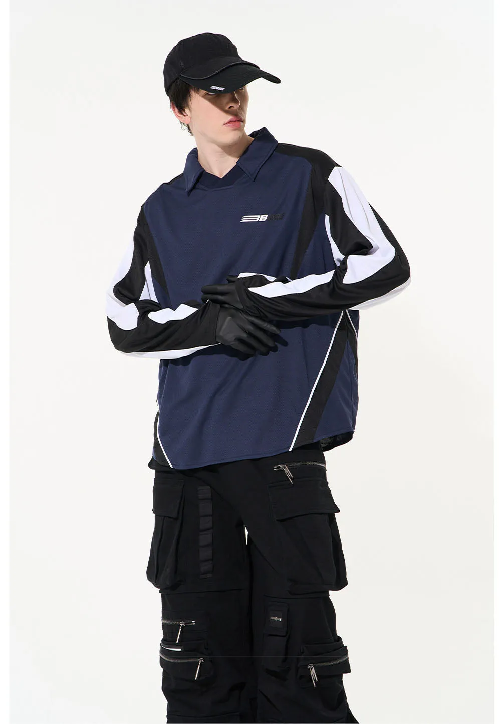 Colorblock functional multi-layer sporty polo shirt