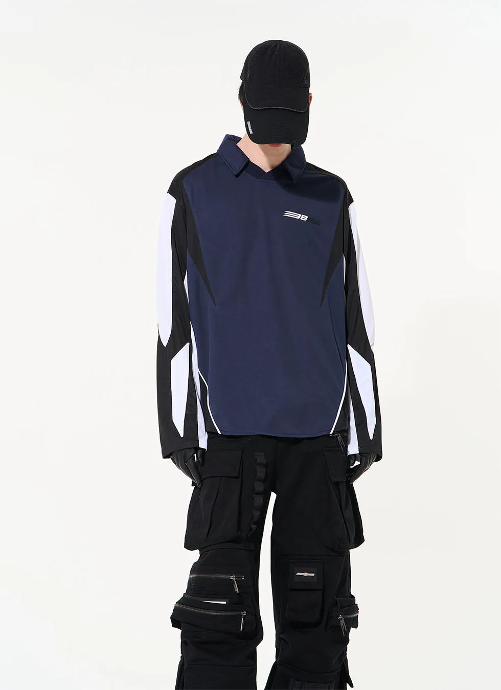 Colorblock functional multi-layer sporty polo shirt