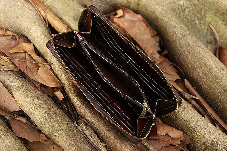 Cowhide Skull Zipper Multi-Functional Wallet