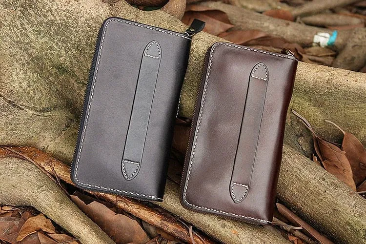 Cowhide Skull Zipper Multi-Functional Wallet