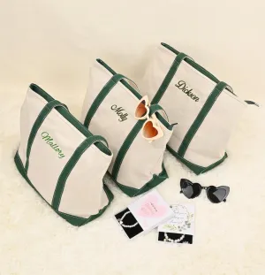 Custom Boat Tote Bag, Canvas Tote Bag, Custom Text Tote, Gift for Her, Bachelorette Gift, School Bag, Embroidery, Personalized Gift