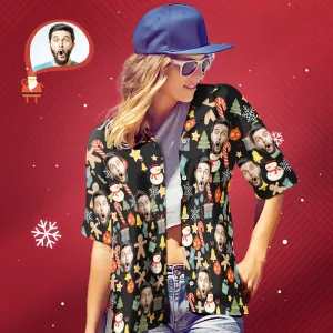 Custom Face Shirt Personalised Photo Women's Hawaiian Shirt Christmas Surprise Gift - Merry Christmas