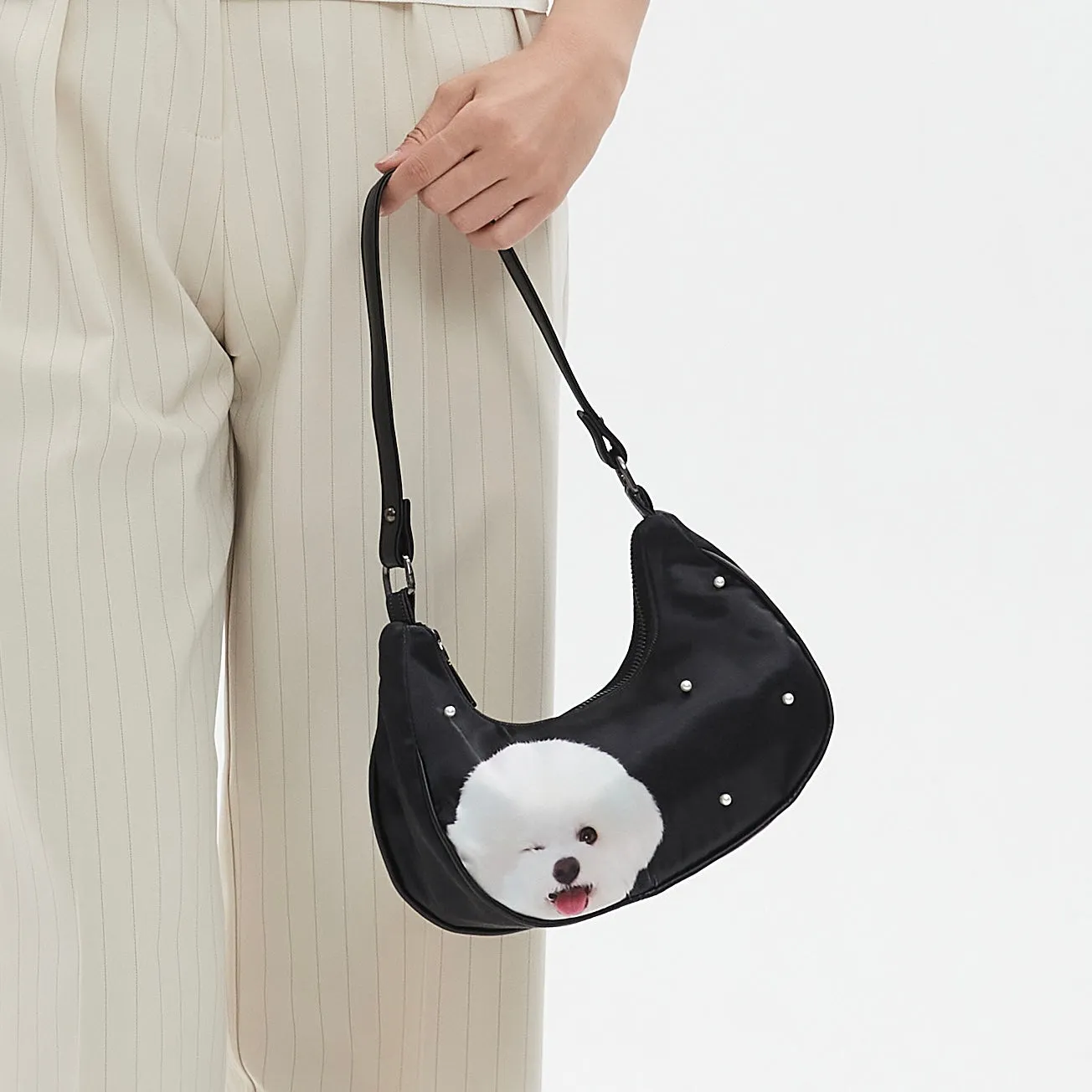 Custom Pearl Satin Shoulder Bag