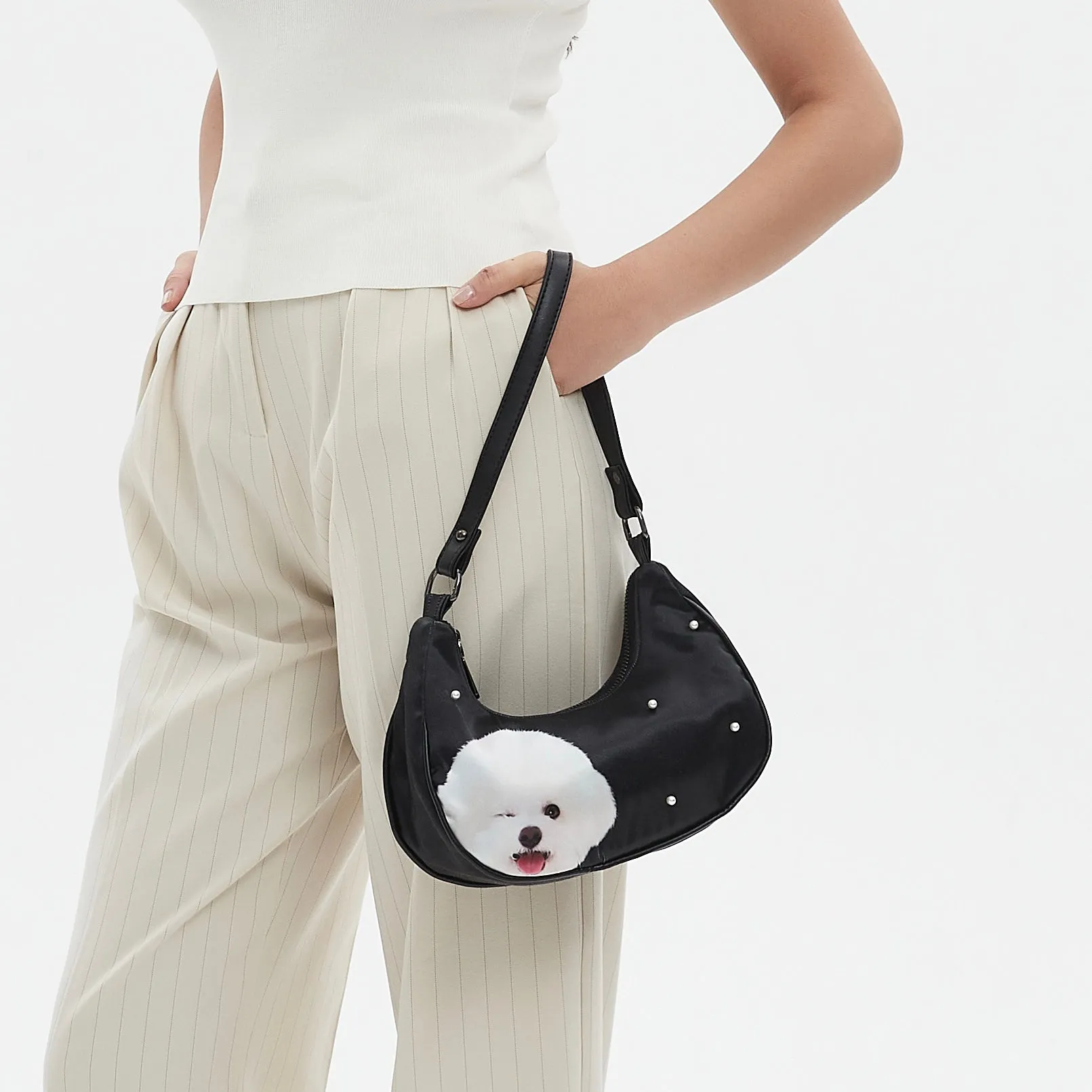 Custom Pearl Satin Shoulder Bag