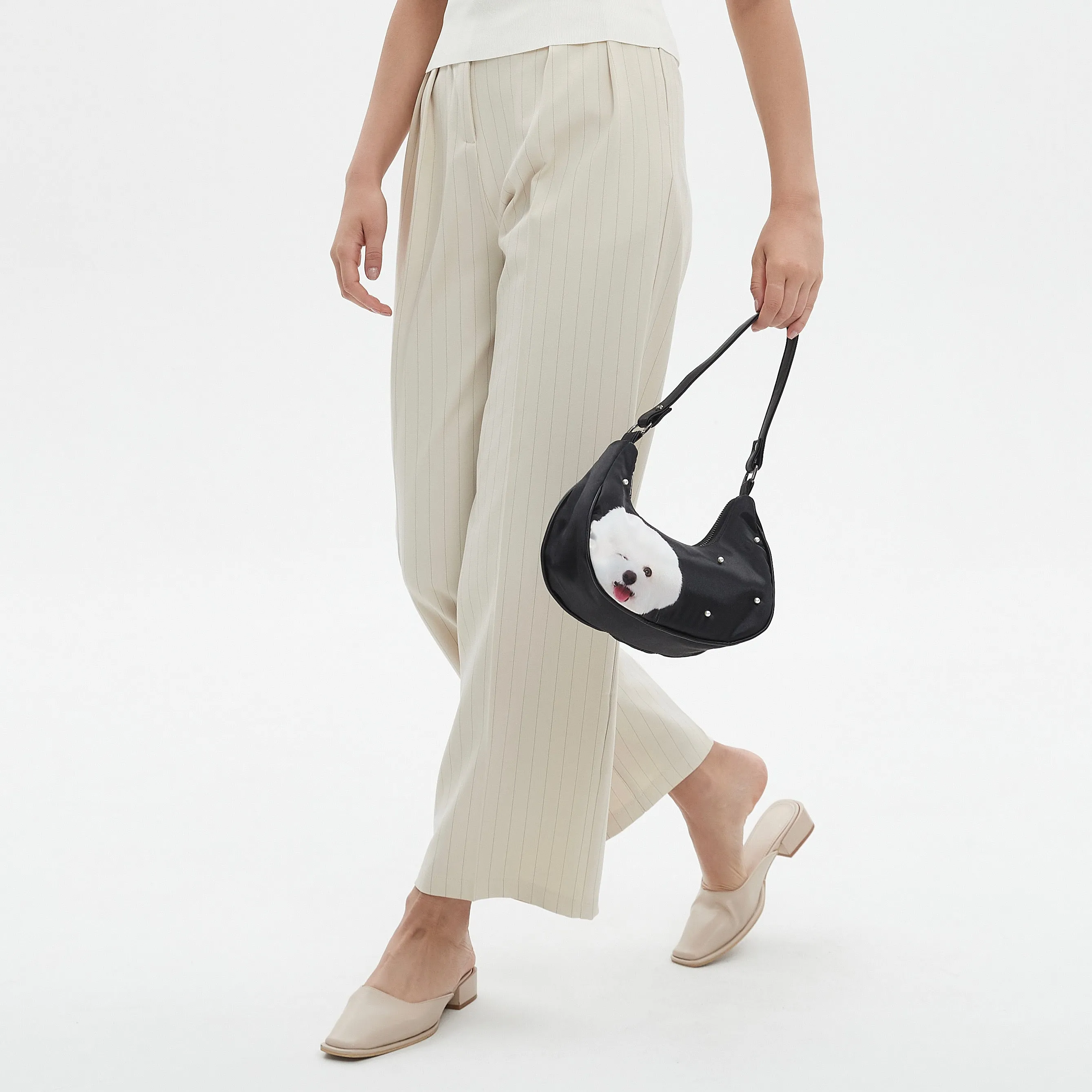 Custom Pearl Satin Shoulder Bag