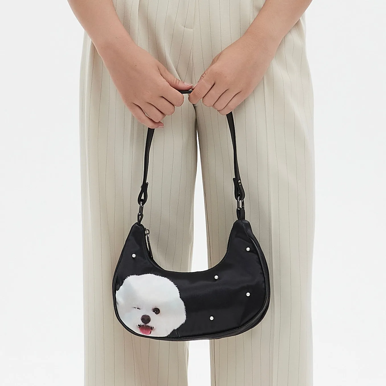 Custom Pearl Satin Shoulder Bag
