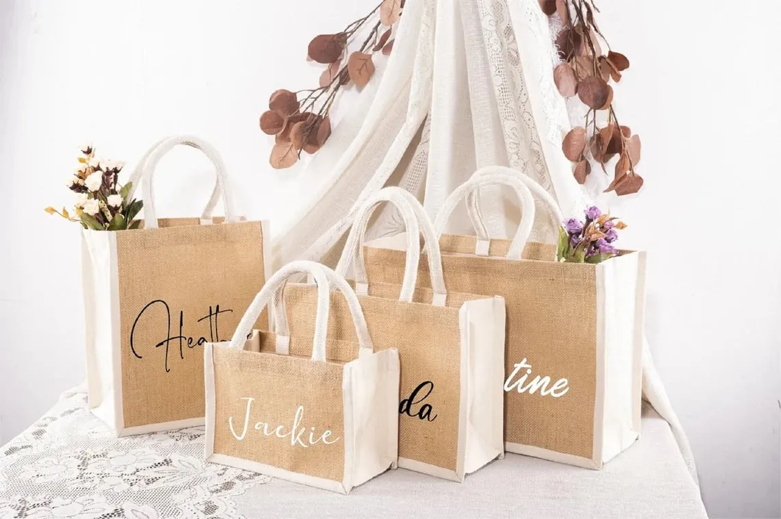 Custom Printed Jute Bags White border bag