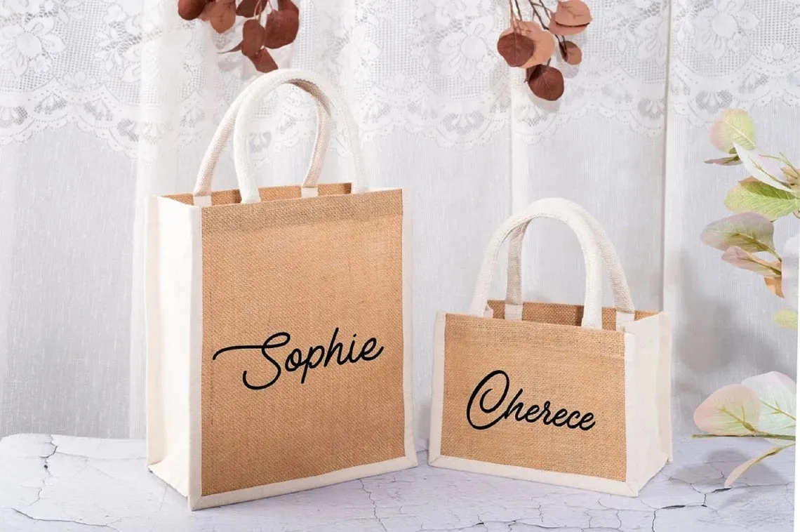 Custom Printed Jute Bags White border bag
