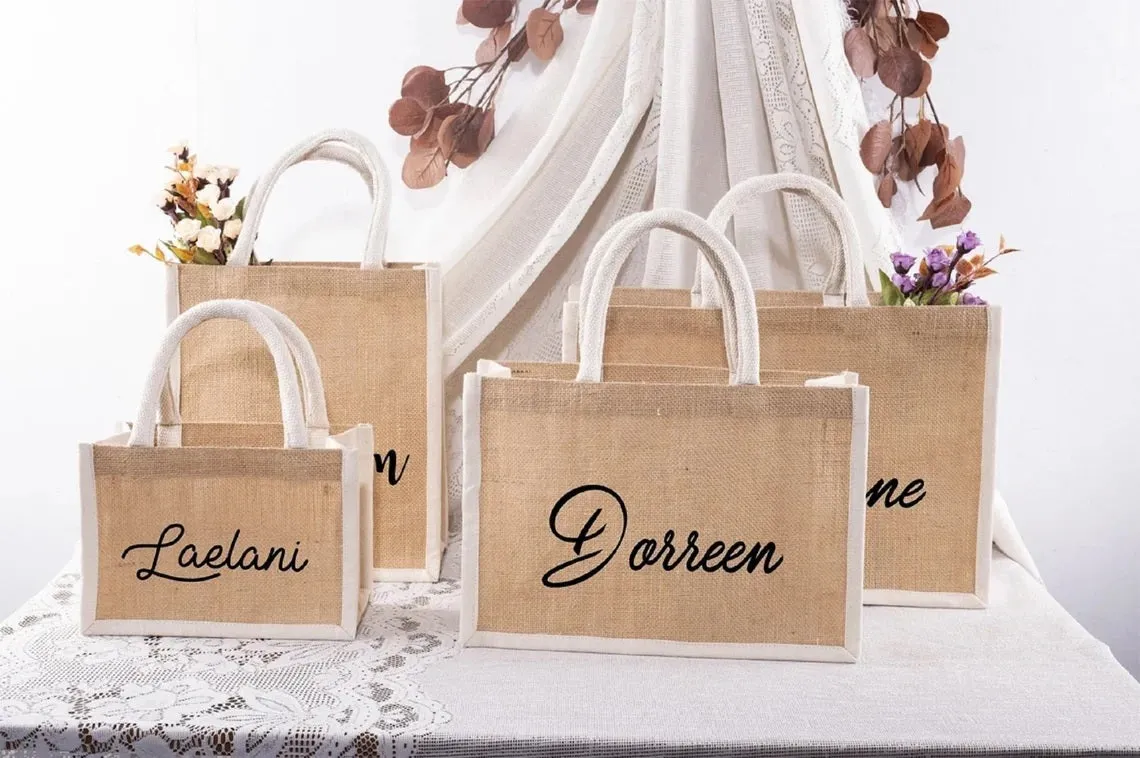 Custom Printed Jute Bags White border bag