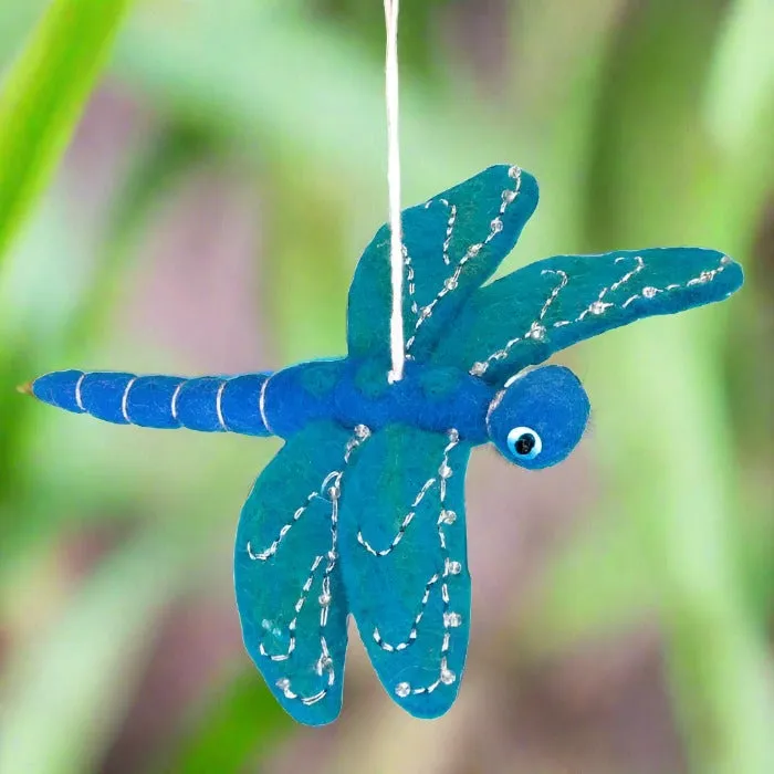 DZI Handmade FELTED ORNAMENT: DRAGONFLY